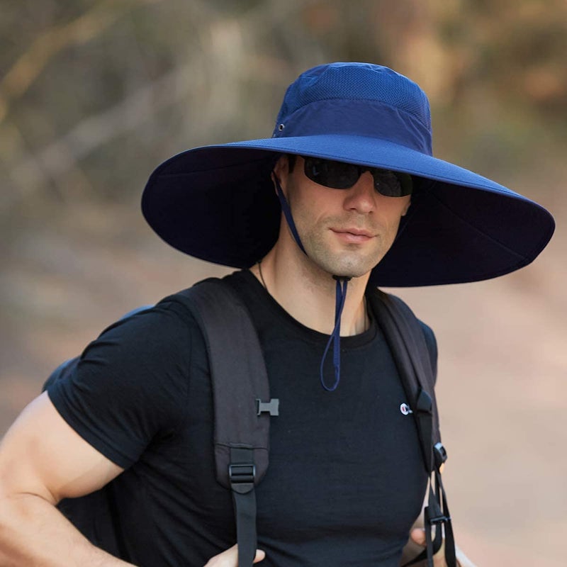 Leotruny Super Wide Brim Bucket Hat UPF50+ Waterproof Sun Hat for Fishing Hiking Camping (C06-Navy Blue) - Image 3